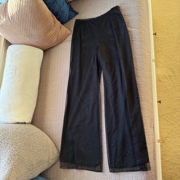Ann Taylor Black Pants with Sequins Size: 2 - Picture 2 of 8